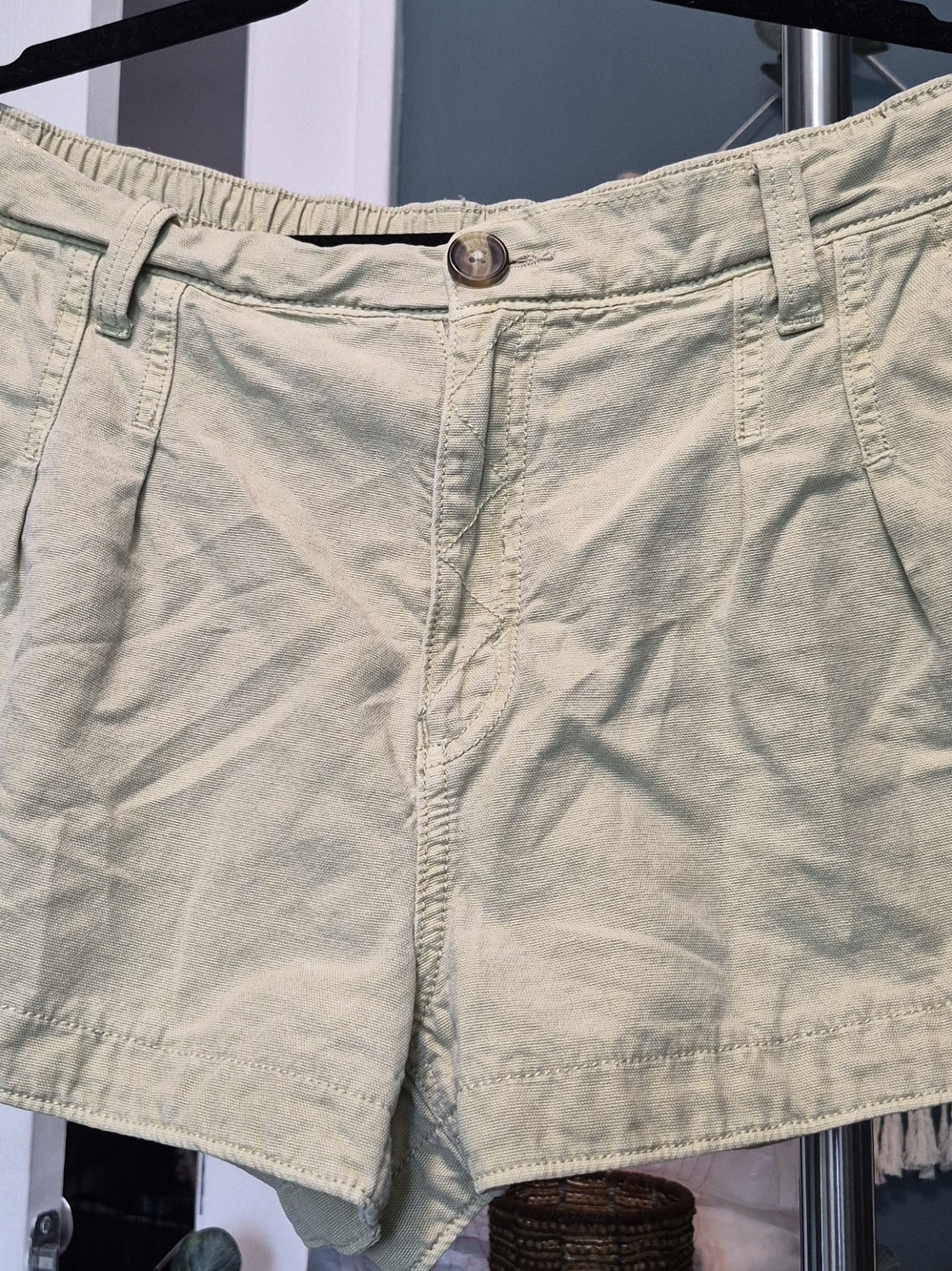 aerie Light Sage Cotton Blend Shorts